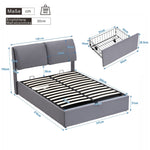 Upholstered Bed with Hydraulic Lift and 3 Drawers, 140x200 cm, Grey Velvet