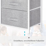 Chest of Drawers, 5 Fabric Drawers, Grey Fabric Wood Metal Frame