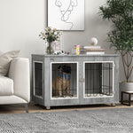 Dog Cage, Pet Crate with Cushion, 2 Locks, Grey