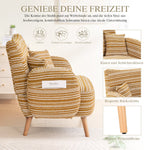 Modern Two-Seater Sofa with Armrest Cushions and Storage Bag, Loop Fabric