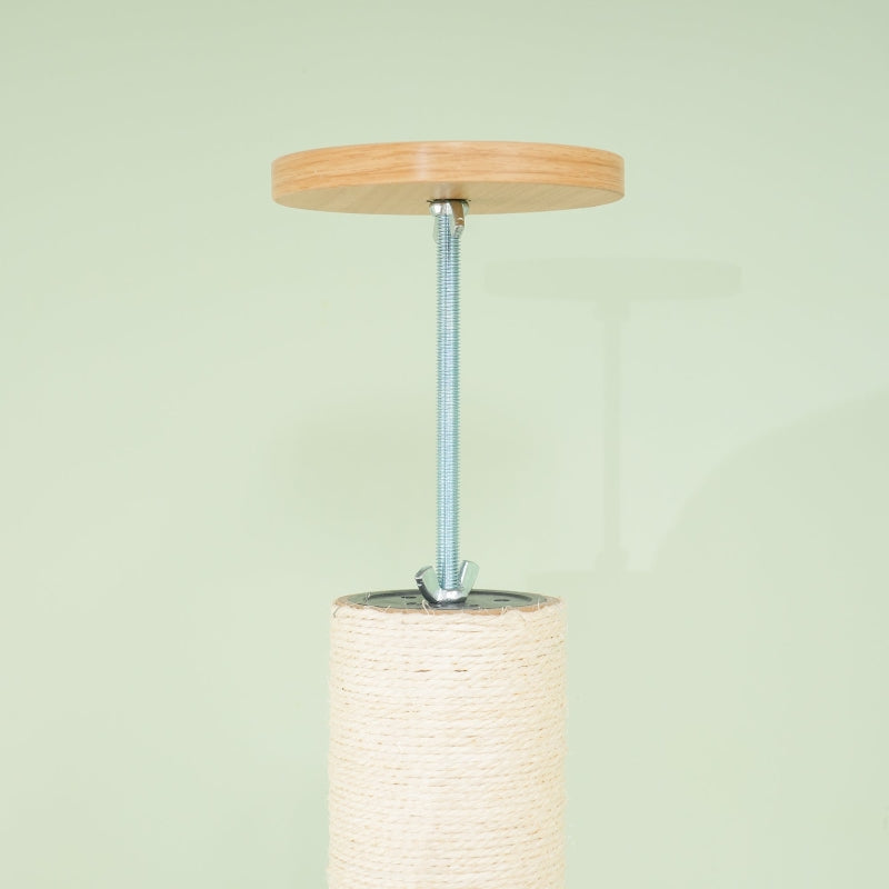 Cat Tree, Ceiling-High Sisal Rope Posts, Engineered Wood, Oak+Cream White