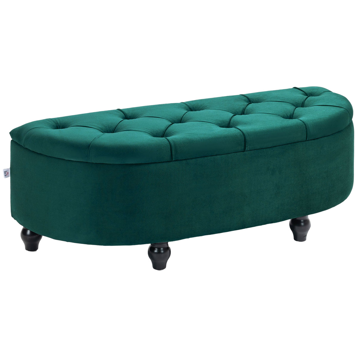 Storage Bench, Open Lid Upholstered, Dark Green Velvet