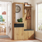 Wardrobe Set: 5 Hooks, Mirror, Shoe Cabinet, Built-in Storage, Hallway Bench.