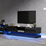 TV Stand 160cm LED Lighting 2 Drawers App Control Anti-Tip High-Gloss Black