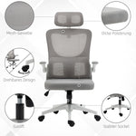 Ergonomic Office Chair - Adjustable Height, Headrest, Lumbar Support, Rocking Function - Mesh Gray