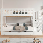Bunk Bed Trundle Ladder Safety Rails 90x200/190cm, Pine+MDF White