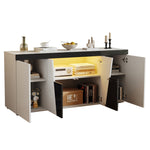 Living Room Sideboard 140x40x65cm Large Storage 4 Doors LED Light Strip Angled Design Black and White