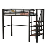 Loft Bed 90x200 Sturdy Construction Storage Stairs Metal
