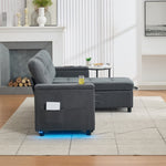 Treviso L-Shaped Sofa Bed with LED Lighting and Storage, Grey