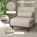 Sleeper Chair Folding Recliner with Bed Function, Adjustable Backrest, Beige Linen Look