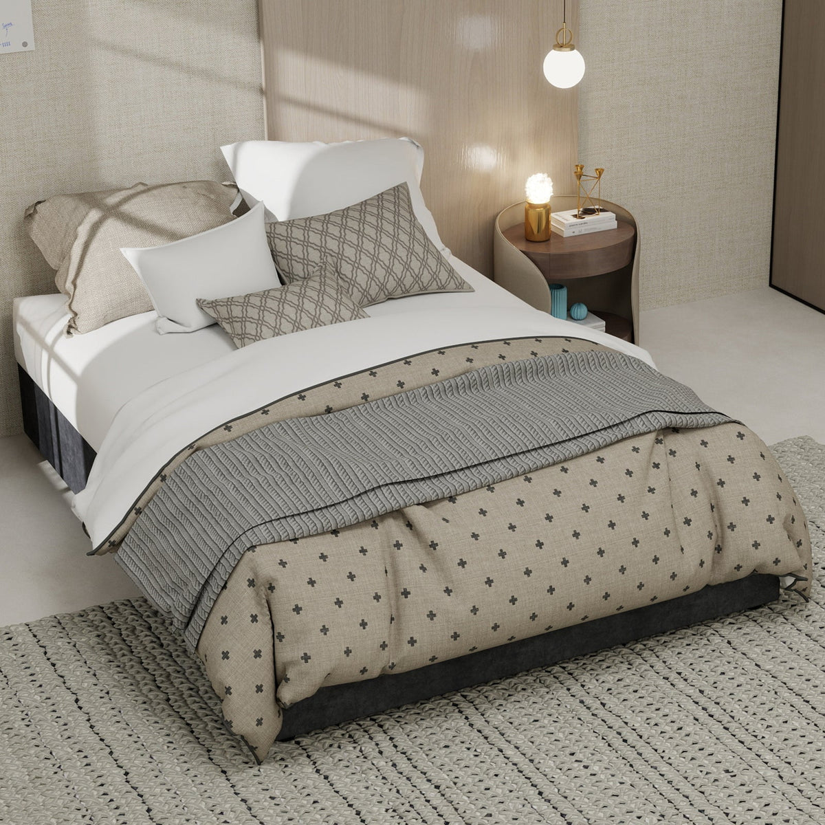 Bed Frame 140x200cm with Gas Lift - Dutch Velvet Grey