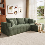 Modular L-shaped Cloud Sofa, Frameless Low-profile Design, Green Chenille Fabric
