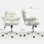 Office Chair Swivel Height-Adjustable Footrest 120kg, Faux Leather White
