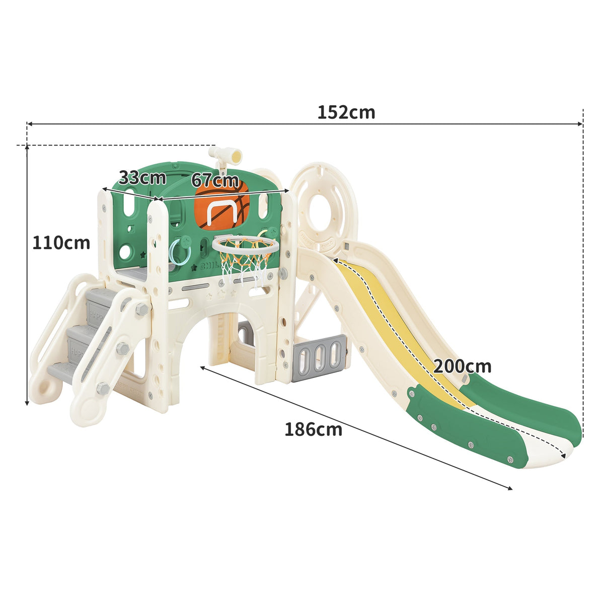 Combined Slide for Children Long Slide Storage Box Tunnel Steel