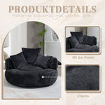 Lazy Sofa High Back Beanbag Chair with Three Cushions, Indoor/Outdoor, Black Chenille