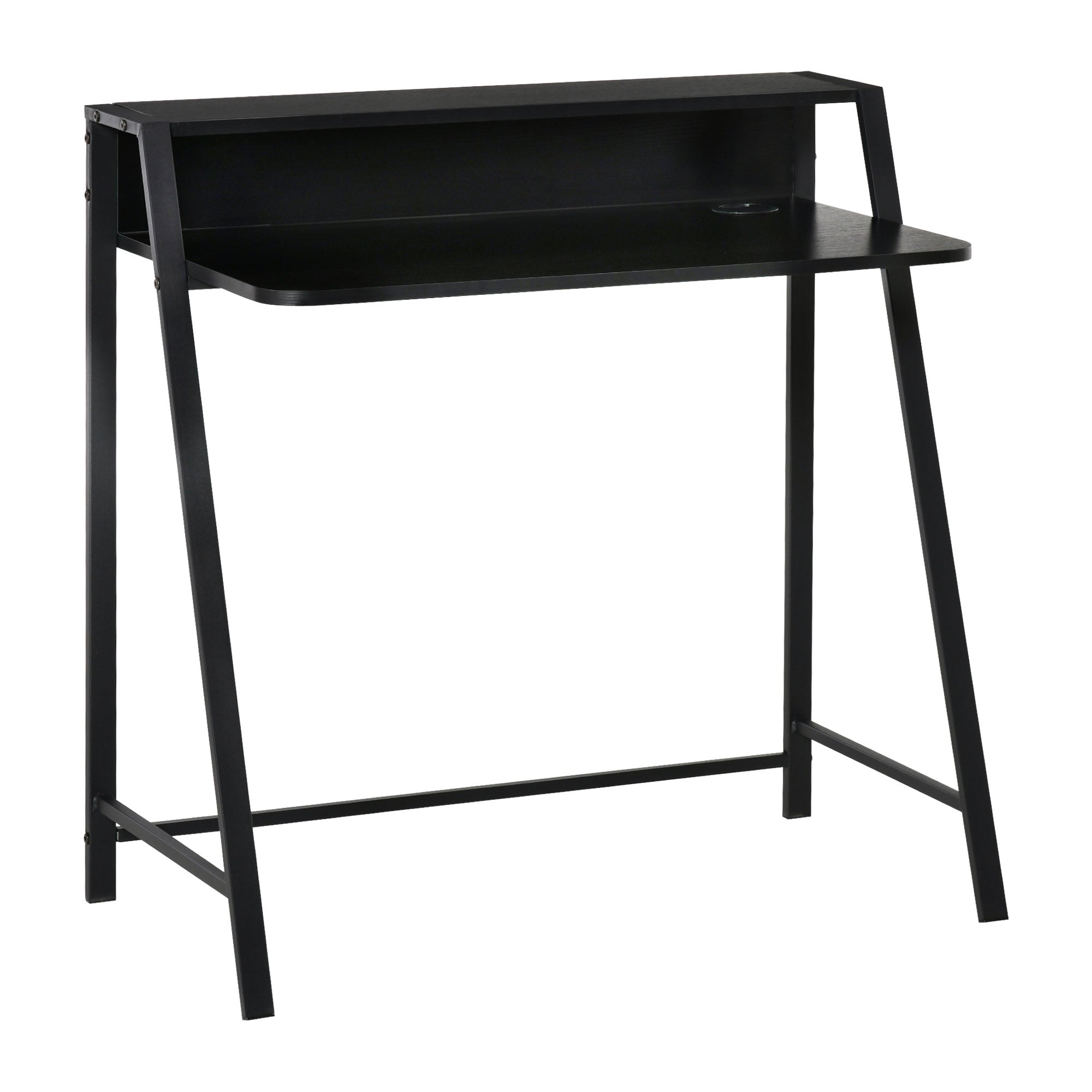 Computer Desk with Storage, Cable Management, Metal Black