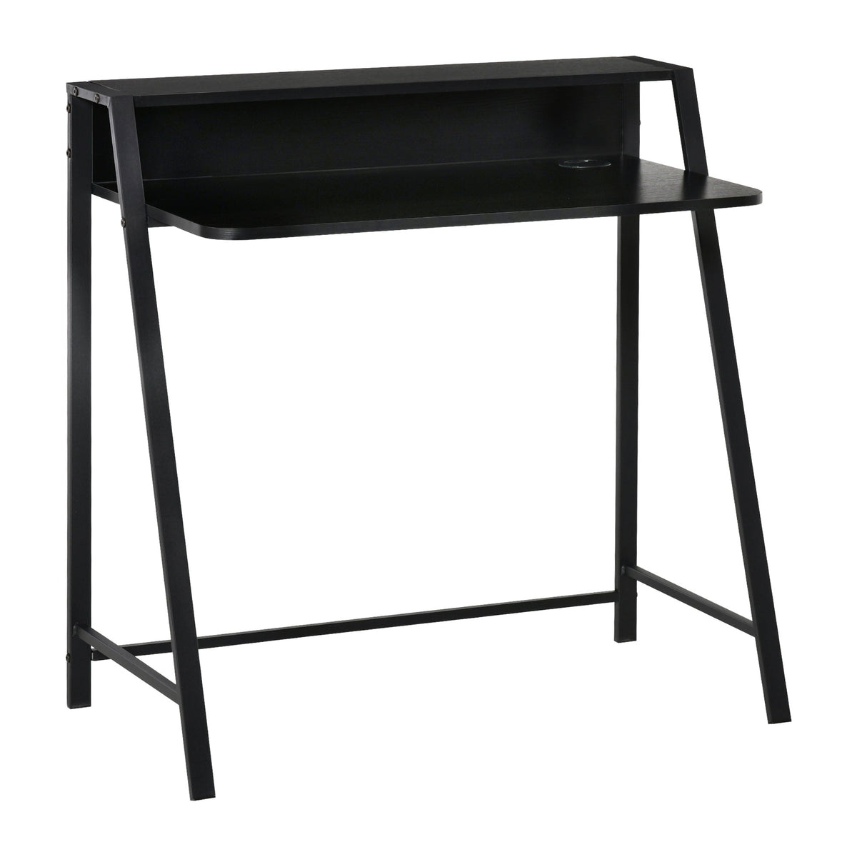 Computer Desk with Storage, Cable Management, Metal Black