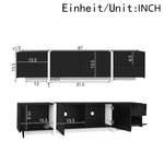 TV Stand Low Cabinet with LED Light Strip, Black/White