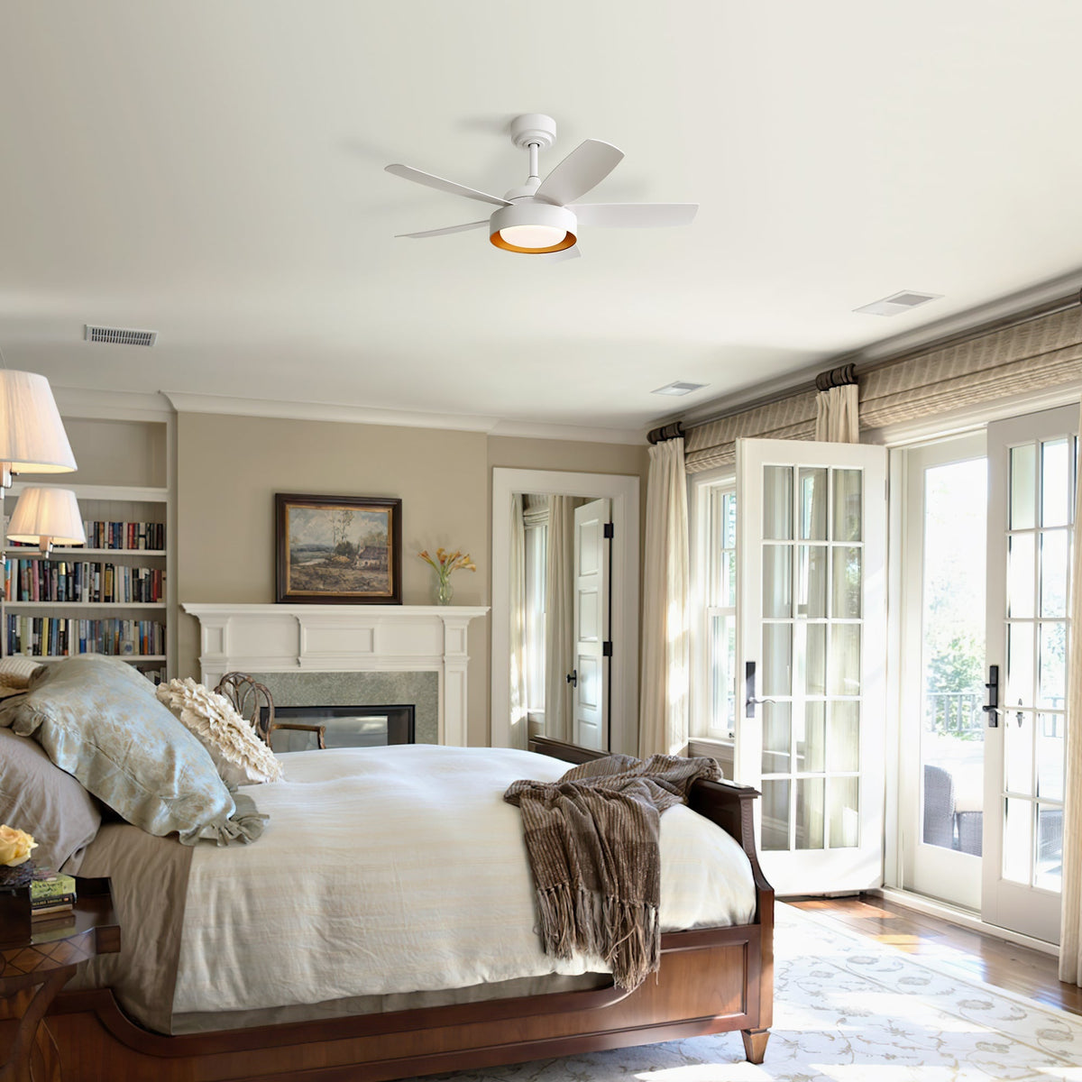 Ceiling Fan 42-Inch 22W LED Light Remote Control Reversible DC Motor White