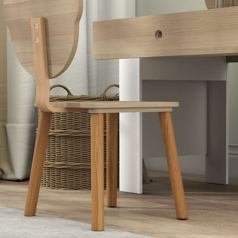 AIYAPLAY children's desk set with table top and drawer, bear shape, natural wood