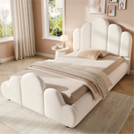Upholstered Single Children's Bed 90x200cm - Beige Velvet