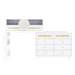 Dressing Table with Jewelry Cabinet & 10 Drawers, White