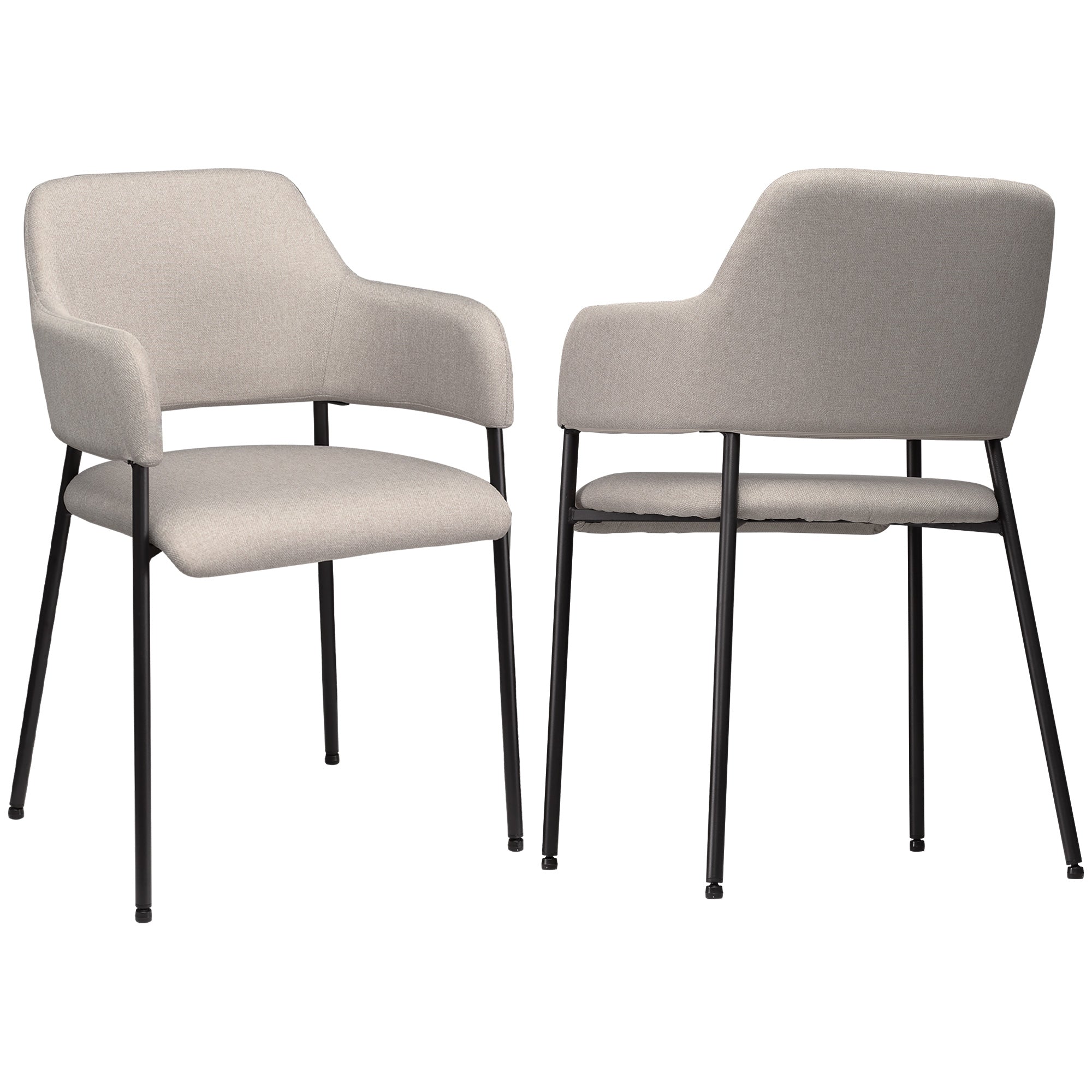 Dining Chairs Set of 2, Upholstered Steel Legs, Beige