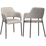 Dining Chairs Set of 2, Upholstered Steel Legs, Beige