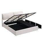 Upholstered Bed 180x200cm Hydraulic Storage 3 Drawers - Velvet Beige