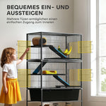 Small Animal Cage, 5 Levels, Non-Slip Ramps, Hammock, Dark Grey