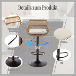 Modern Bar Stool Set of 2, Adjustable with Footrest, Beige