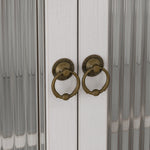 60cm Glass Door Vintage Double Door Wall Cabinet, Three Tiers, Towel Rack, White Washed