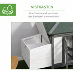 Bantam Chicken Coop with Run, Perches, Nesting Box, Pinewood, Grey+White