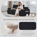 Modular Corduroy Sofa for 2 People, Combinable with Cup Holder and Storage Pocket, Black