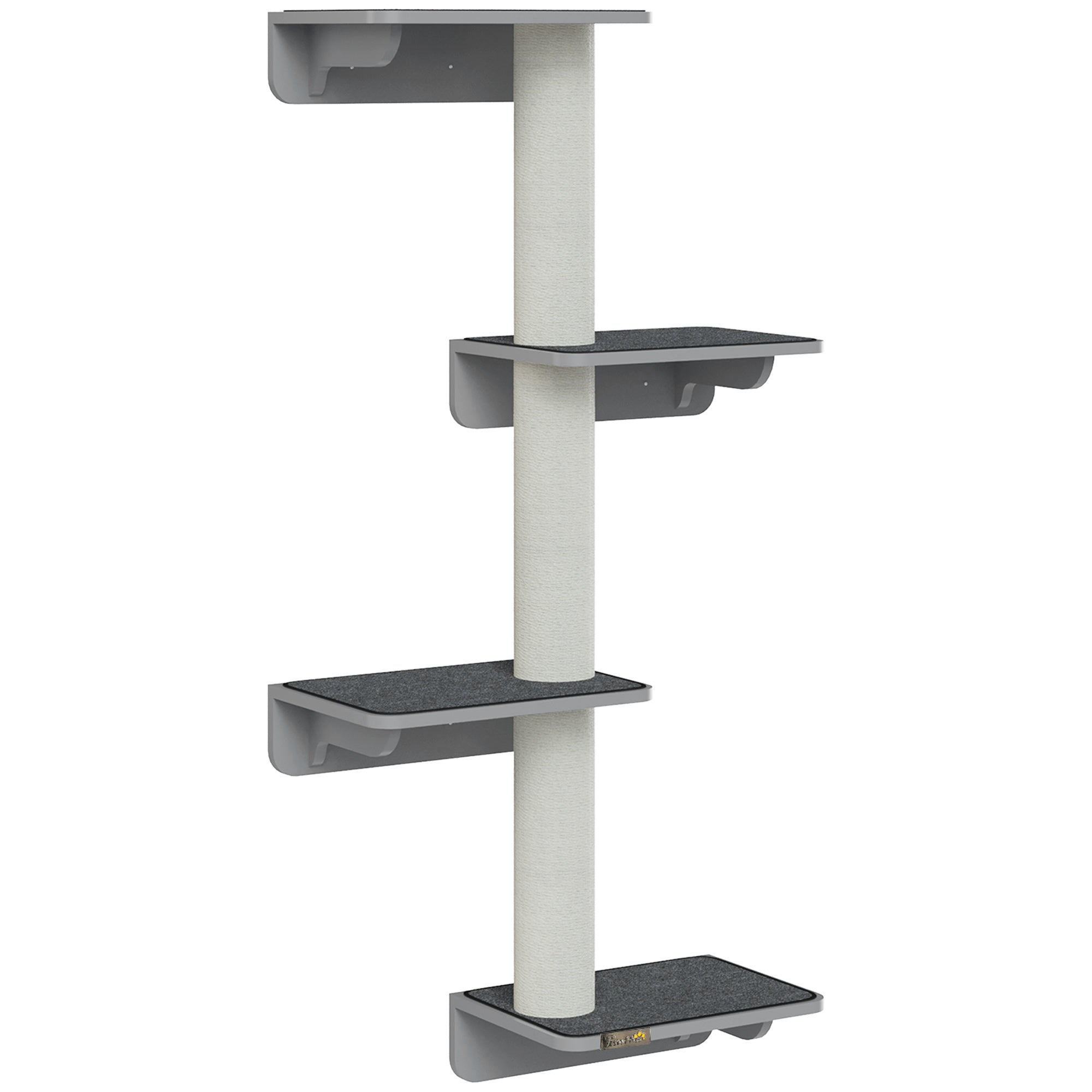 Wall-Mounted Cat Scratching Post with Climbing Wall, Wood in Light Grey Beige
