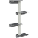 Wall-Mounted Cat Scratching Post with Climbing Wall, Wood in Light Grey Beige