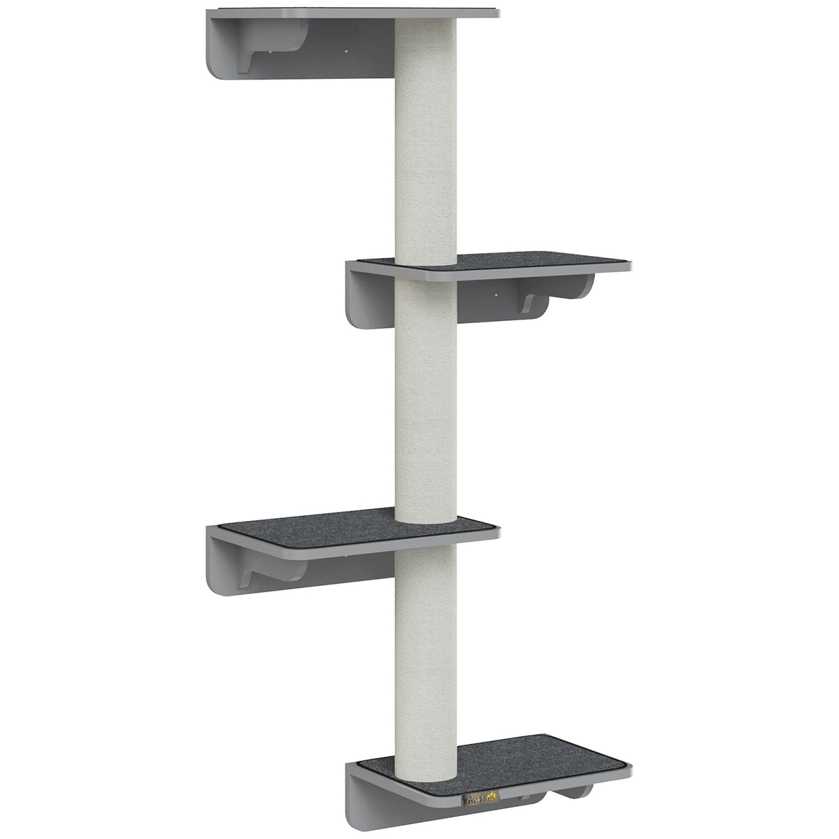 Wall-Mounted Cat Scratching Post with Climbing Wall, Wood in Light Grey Beige
