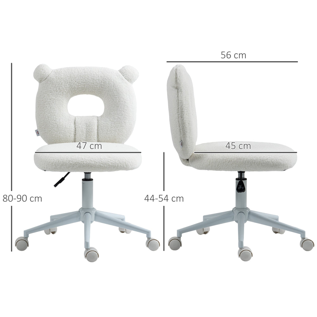 Children's Desk Chair, Height-Adjustable Swivel, White