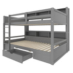 Bunk Bed 90x200cm Single Bed with Drawers Storage Without Mattress Grey