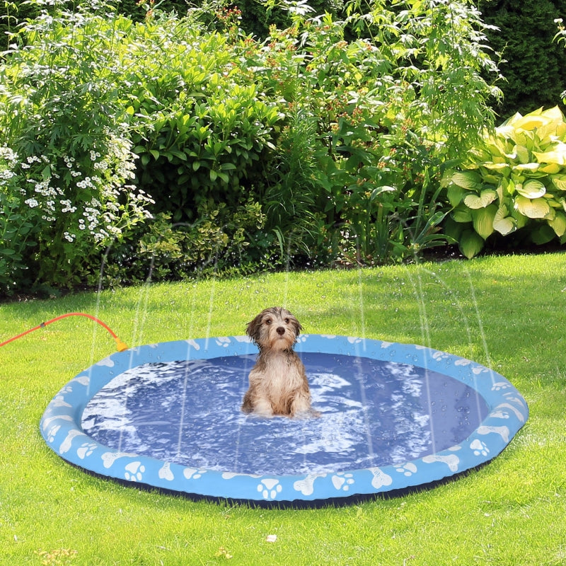 Splash Sprinkler Pad, 150 cm Anti-Slip Water Play Mat, PVC Blue