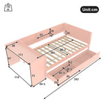 Wooden Single Bed 90x200 with Desk, Drawers & Shelves, Pink
