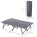 Folding Camping Bed, 2 Person, 136 kg, Steel Oxford Grey