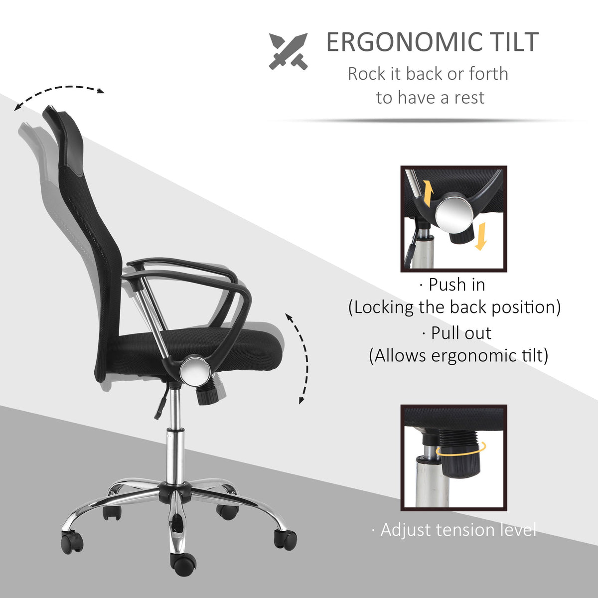 Office Chair with Mesh, Ergonomic Gaming Swivel, Black