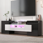 Stylish TV Cabinet Lowboard 145cm LED High-Gloss White