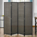 Folding Screen 4-Part, 180 x 180 cm Room Divider, Brown Bamboo