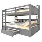 Bunk Bed 90x200cm Single Bed with Drawers Storage Without Mattress Grey