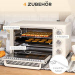 Mini Oven Rotisserie Toaster 21L, 3 Modes, Stainless Steel, Cream White