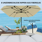 Cantilever Umbrella, Ø 260 cm, Waterproof, Tiltable, Aluminum, Beige