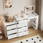 Rotating Dressing Table, LED Lighting, Vanity/Office Table, White