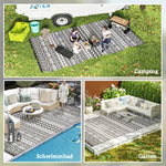 Outdoor Rug, Robust Weatherproof Foldable Boho, Black and White